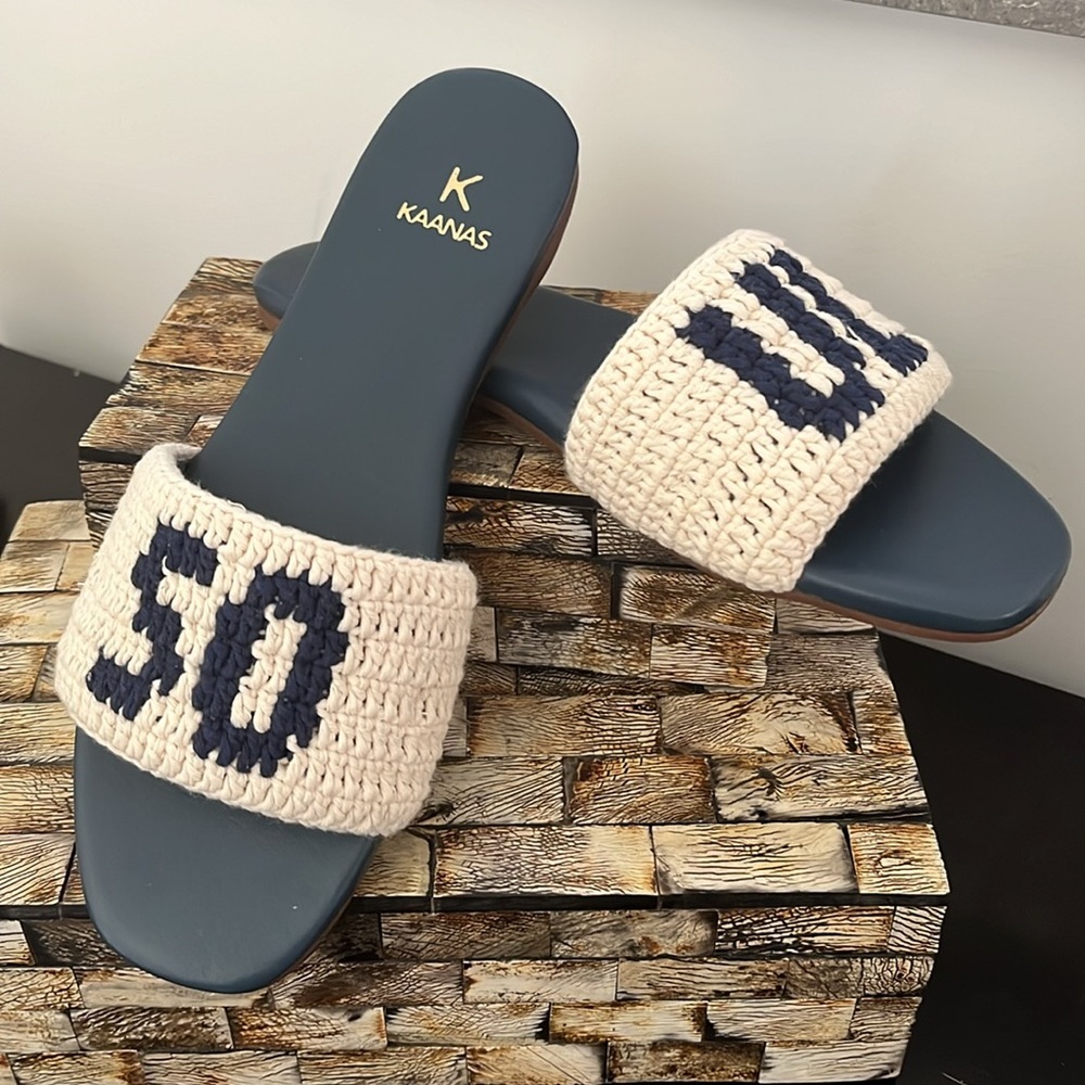 NWT KAANAS Tesia Slide Sandals - Navy - Size 7 - Picture 9 of 10